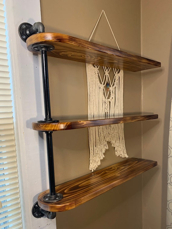 Black Industrial 3-Tier Wall Shelf