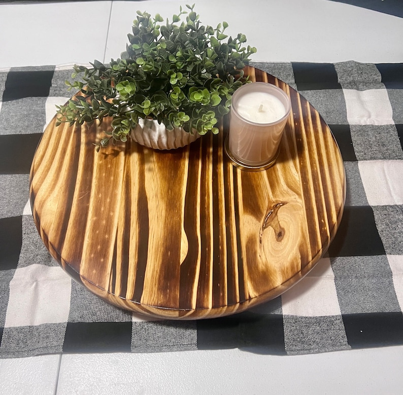 Wooden Tabletop Lazy Susan Farmhouse Countertop Lazy Susan Etsy