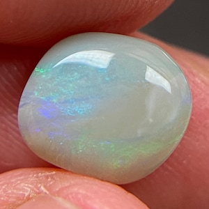 1.35 ct Natural Australian Solid Dark Opal Freeform Cabochon Picture Stone Green Flash Pastel Opal