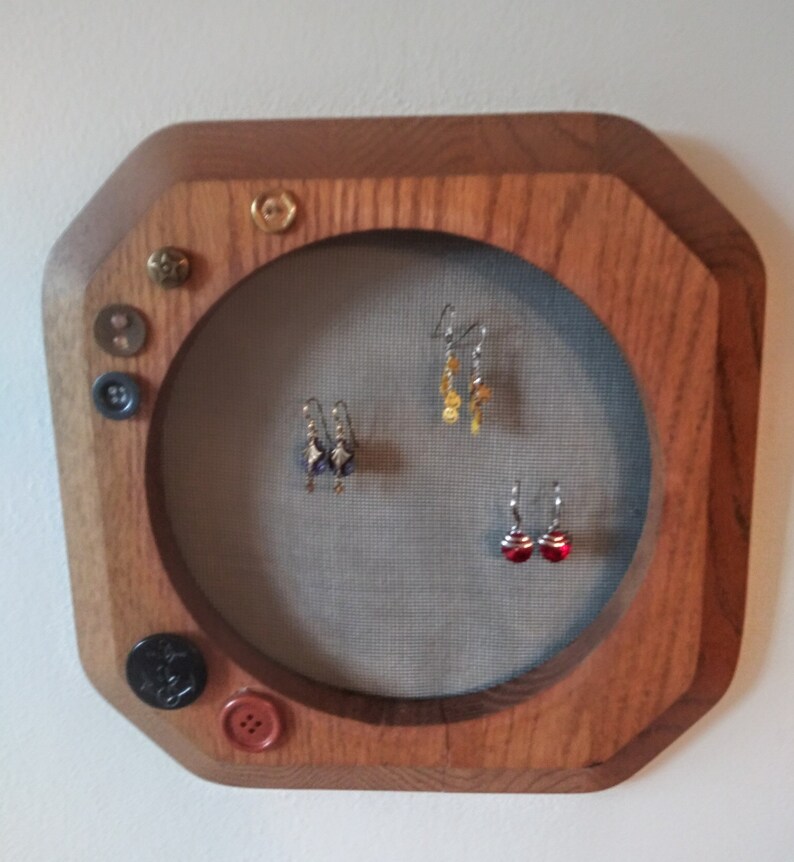 Upcycled Wood Picture Frame Port Hole Nautical Earring Holder Display