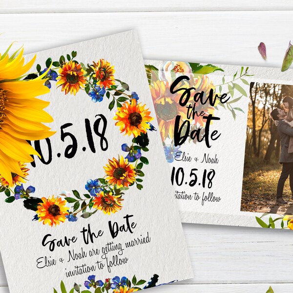 Sunflower Save the Date - Etsy