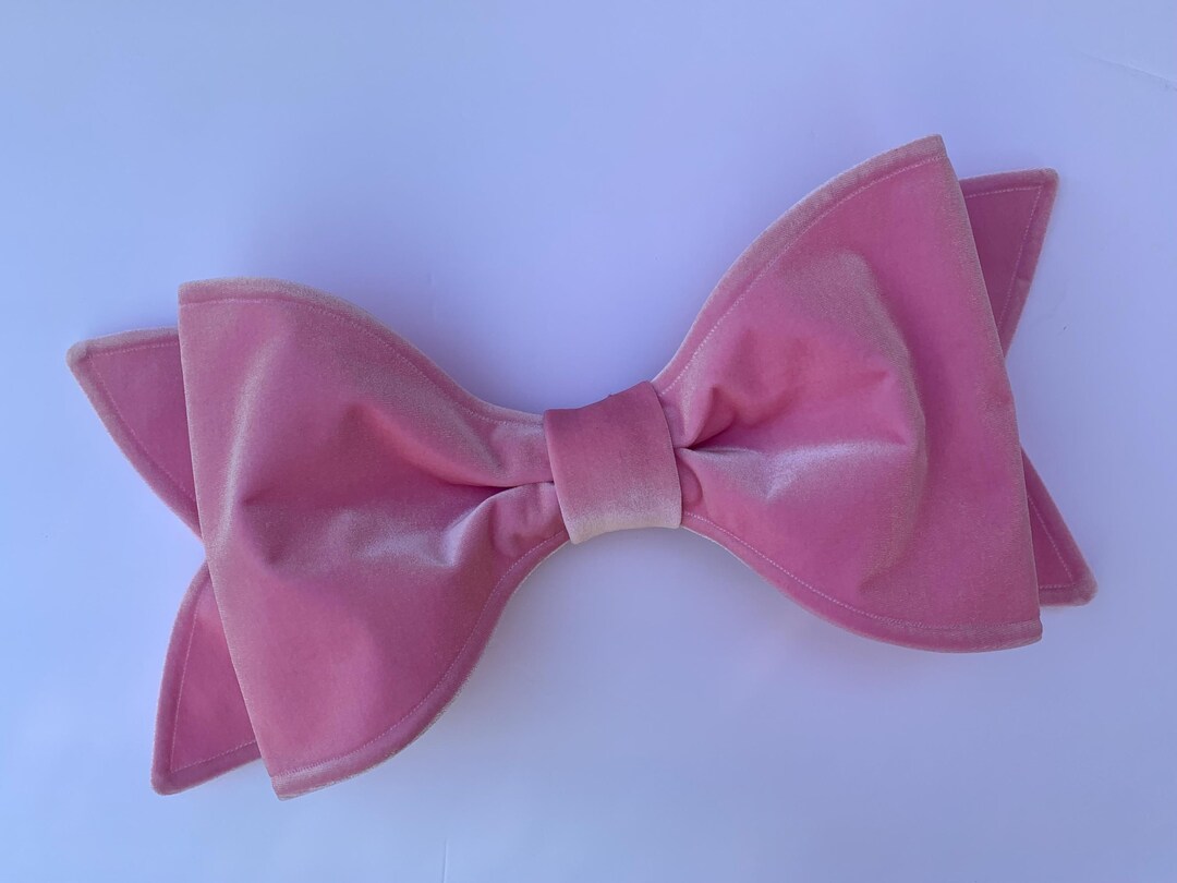 Pink velvet ruffle bow 2pc set