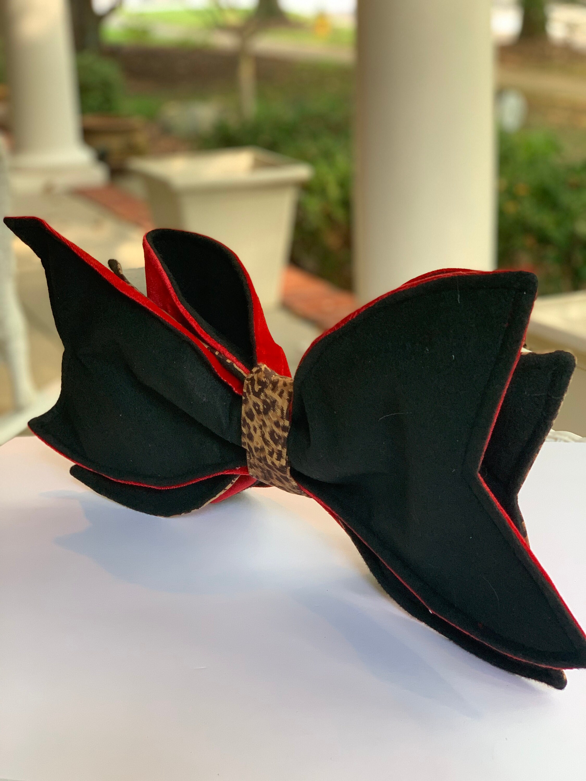 Handmade Jumbo Bow: Red Velvet & Leopard Print Fabric - Etsy