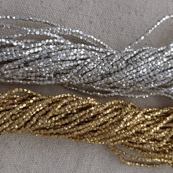 2mm - 104 Per 16k Gold Plated & Silver Nugget Strand