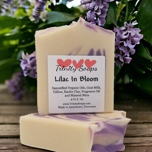 Lilac In Bloom Goat Milk & Tallow Floral Soap Bar, Homemade Organic Artisan Hand Made The Old Fashioned Way, Handmade Cold Process