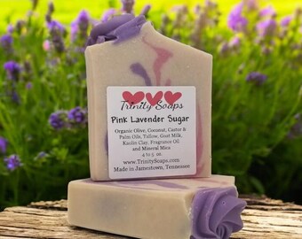 Pink Lavender Sugar Tallow Soap: Handmade Goat Milk Soap