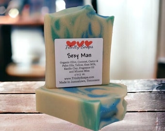 Sexy Man Goat Milk & Tallow Soap Bar, Homemade Organic Artisan Bath Bars, Hand Made The Old Fashioned Way, Handmade Cold Process mens soap