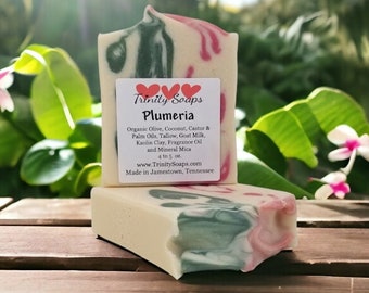 Plumeria Goat Milk & Tallow Soap Bar, Homemade soap, Organic Artisan Hand Made The Old Fashioned Way, Handmade Cold Process