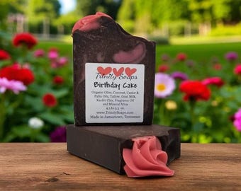 Handmade Birthday Cake Soap: Goat Milk Tallow Bar with Organic Oils