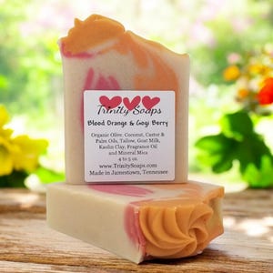 Orange & Gogi Berry: Goat Milk and Tallow Soap, Handmade Natural Bar, Infused With Organic Oils, Homemade Small Batch Cold Process Soaps