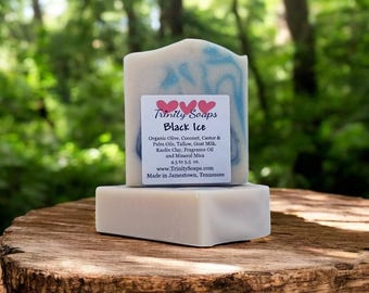 Black Ice Tallow Soap: Handmade Goat Milk Bar with Organic Oils