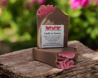 Jasmine Vanilla Soap: Handmade Tallow, Goat Milk, Organic Oils