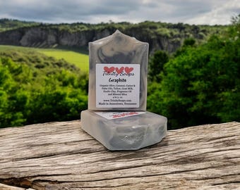 Graphite: Tallow Soap With Goat Milk, Handmade Natural Bar, Infused With Organic Oils, Homemade Small Batch Cold Process Soaps For Men