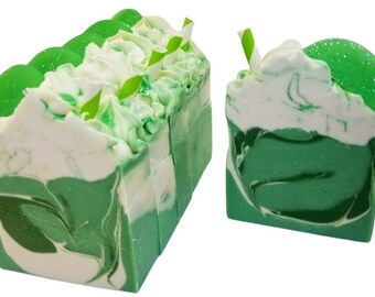 Green Apple Goat Milk Soap, Homemade palm free, natural fun food type soaps, great for gifts, fruit scent, cold process, stocking stuffers