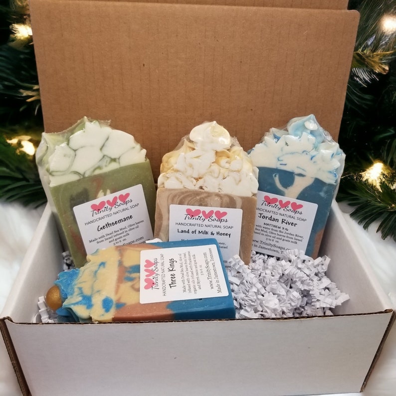 Goat milk soap gift box set, Christian gifts for family, Unique for Pastor, birthday, friends, hand made gift, special and unique gift idea image 2