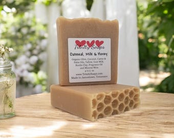 Oatmeal Milk & Honey Soap, Tallow and Goat Milk, Organic Oils