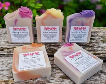Fruit Scented Goat Milk Soap: Tallow, Organic Oils, Handmade Cold Process Bar