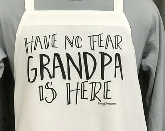 Have No Fear Grandpa Is Here Apron, Grandfather Gift, Dad Gift, BBQ Grilling Canning Cooking Arpon, Father's Day, Christmas Gift for Grandad