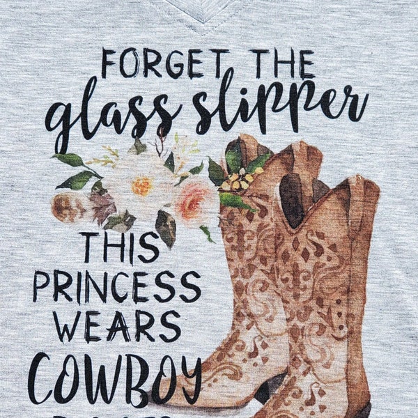 Forget the Glass Slipper This Princess Wears Cowboy Boots Tee or Apron, Barrel Racing, Western, Cowgirl, Rodeo, Oversized T-Shirt