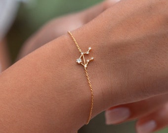 Libra Sign Constellation Bracelet with Crystals, Celestial Jewelry, Zodiac Sign Bracelet Libra, Dainty Bracelet, Libra Birthday Gift