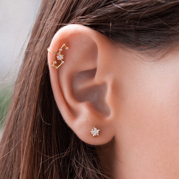 Scorpio Constellation Ear Cuff and stud set, Celestial Jewelry, Zodiac Sign Non Pierced Cuff, Earcuff CZ Stud set, Gift for Scorpio