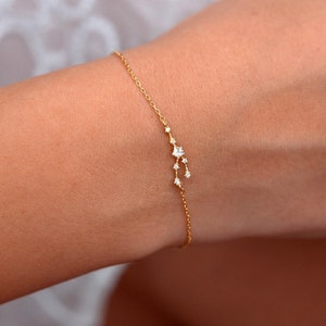 Taurus Sign Jewelry, Constellation Bracelet with Crystals, Celestial Jewelry, Zodiac Sign Bracelet, Taurus Star Dainty Bracelet, BFF Gift image 1