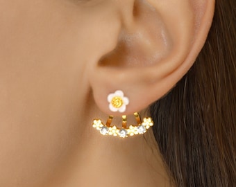 Studs with Tiny Flowers, Floral Stud Earrings in Gold, Minimalist Flower Studs, Gift for her