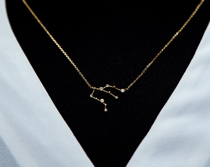 Aquarius Sign Constellation Necklace with Crystals, Celestial Jewelry, Zodiac Sign Necklace, Aquarius Birthday, Zodiac gift
