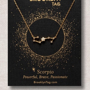 Scorpio Sign Constellation Necklace with Crystals, Celestial Jewelry Zodiac Sign Necklace, Star Dainty Necklace, Bridesmaids Gift, Zodiacs Gold