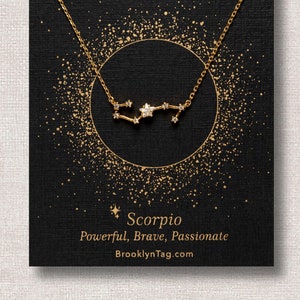 Scorpio Sign Constellation Necklace with Crystals, Celestial Jewelry Zodiac Sign Necklace, Star Dainty Necklace, Bridesmaids Gift, Zodiacs image 1