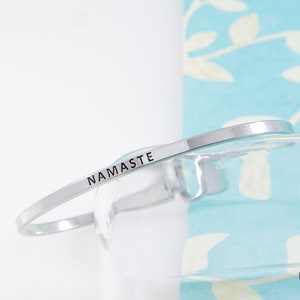 Namaste Bracelet, yoga Jewelry, Spiritual Bracelet Bangle, Engraved Quote, Personalized Minimalist Jewelry, Stacking Bracelet, BFF Gift Idea