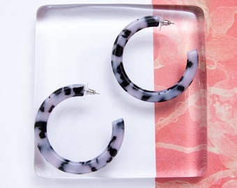 Tortoise Shell Hoop Earrings, Acetate Statement Earrings, Acrylic Drop Hoop Earrings, animal print Hoop Earrings