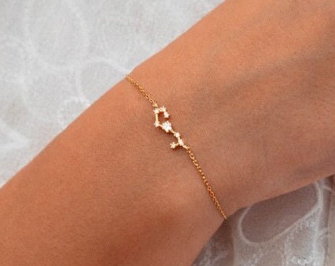 Scorpio Sign, Constellation Bracelet with Crystals, Celestial Jewelry Zodiac Sign Bracelet, Scorpio Star Dainty Bracelet, BFF Gift Idea