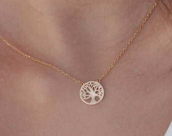 Tree Of Life Necklace, Gold Tree Necklace, Inspirational Jewelry, Family Jewelry, Birthday Gift, Moms Gift, Ready to Ship Gift