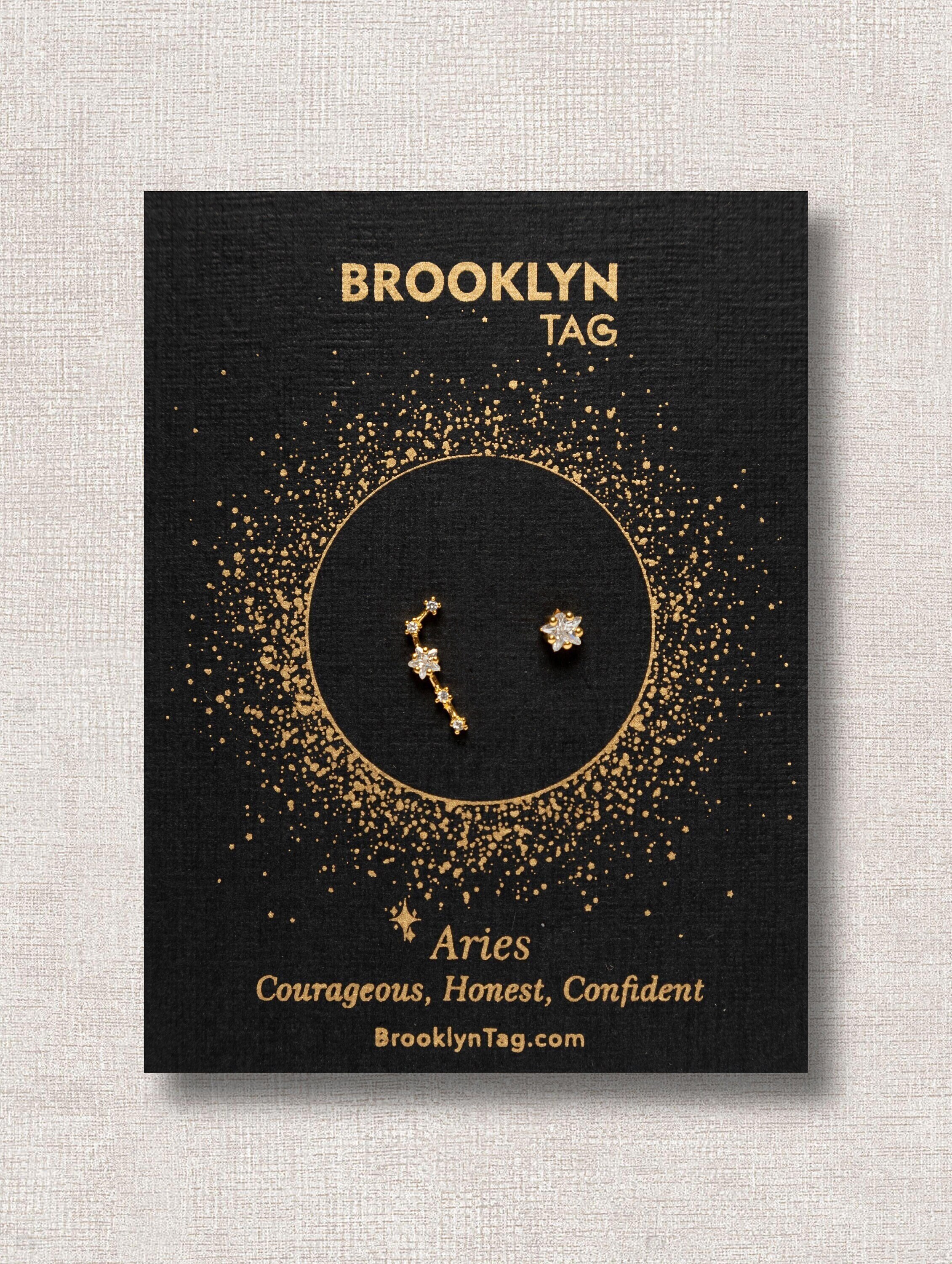 Aries Sign Constellation Earrings with Crystals, Celestial Jewelry, Z…