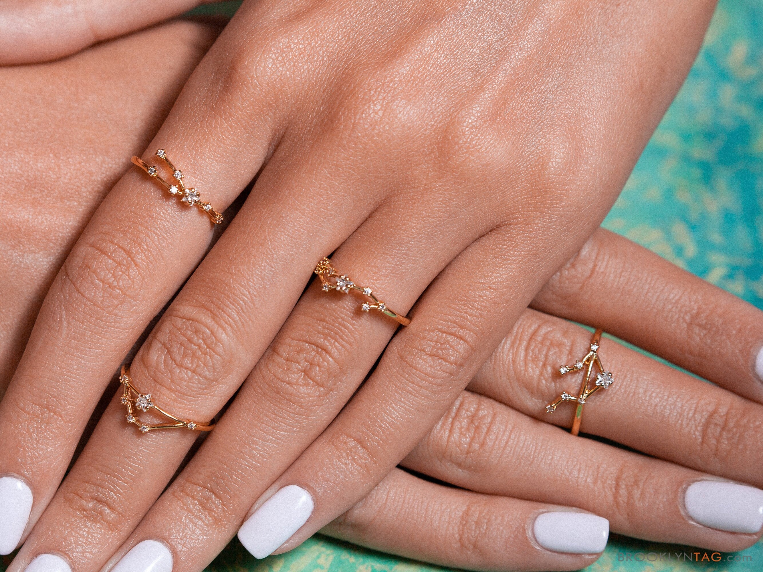 Scorpio sign Constellation Ring with Crystals, Celestial Jewelry, Adj…
