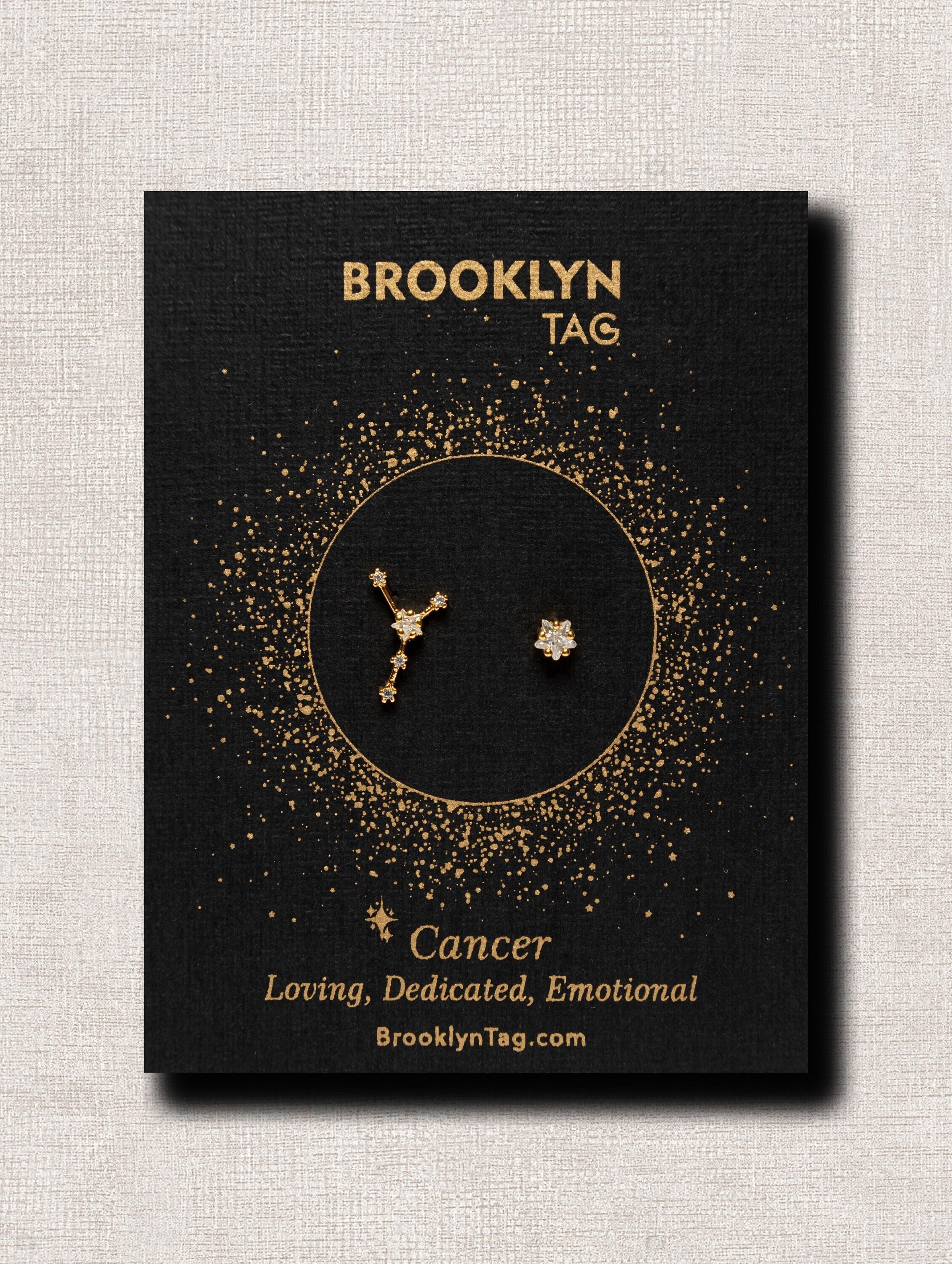 Cancer Sign Constellation Earrings with Crystals, Celestial Jewelry, …