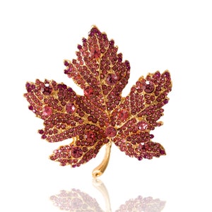 Maple Leaf Brooch, Autumn Leaf Pin, Brooch with crystals, Gift for her, Gift for Mom image 4