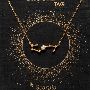 Scorpio Sign Constellation Necklace with Crystals, Celestial Jewelry Zodiac Sign Necklace, Star Dainty Necklace, Bridesmaids Gift, Zodiacs image 8