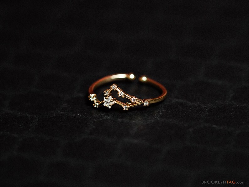 Leo sign Constellation Ring with Crystals Celestial Jewelry Etsy