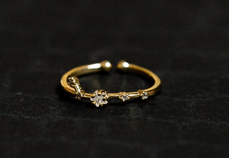 aries sign Constellation Ring with Crystals, Celestial Jewelry, Adjustable Zodiac Ring, Birthday Gift, Aries Gift, Dainty Minimalist Ring image 8