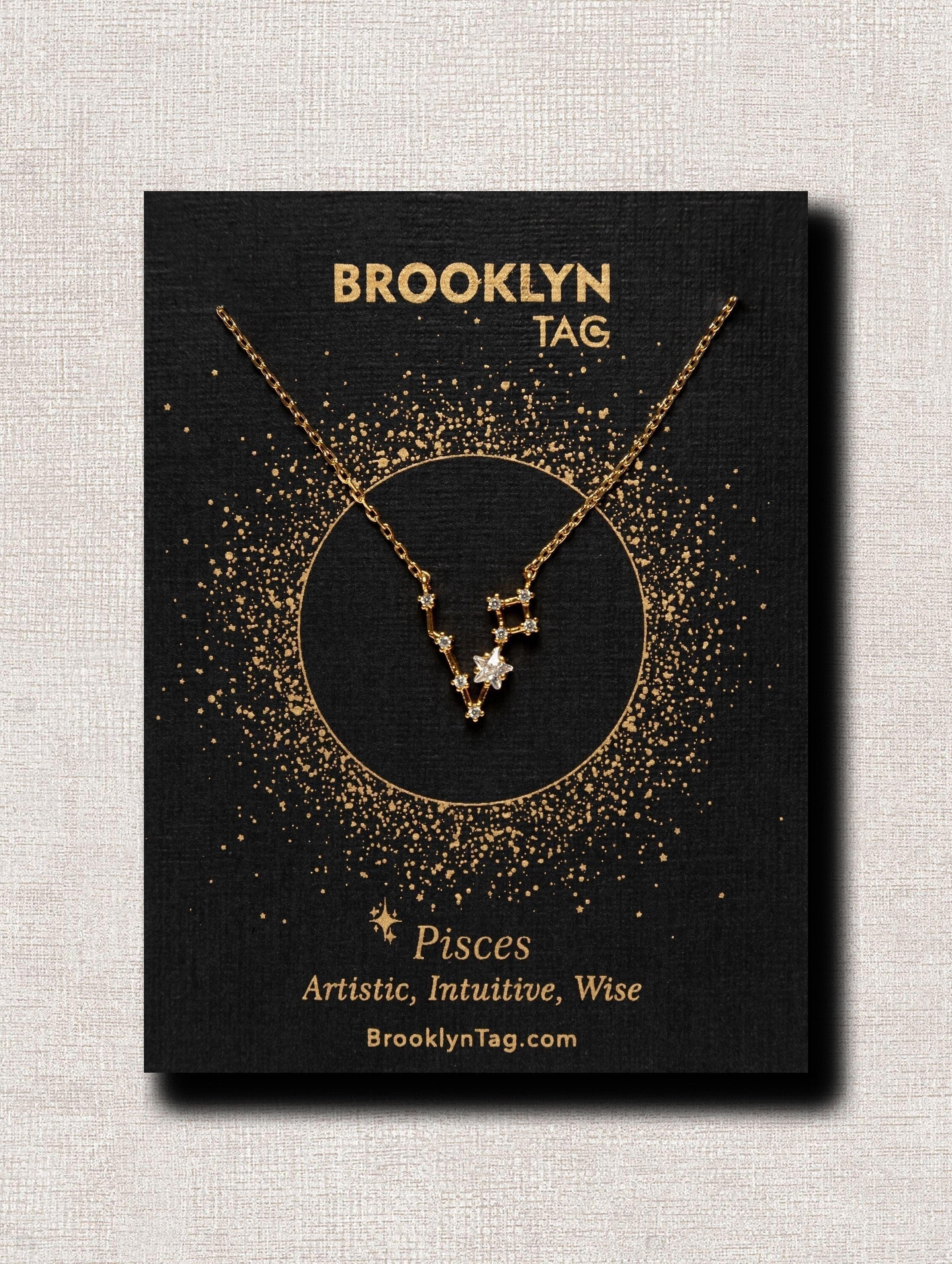 Pisces Sign Constellation Necklace with Crystals, Celestial Jewelry Z…
