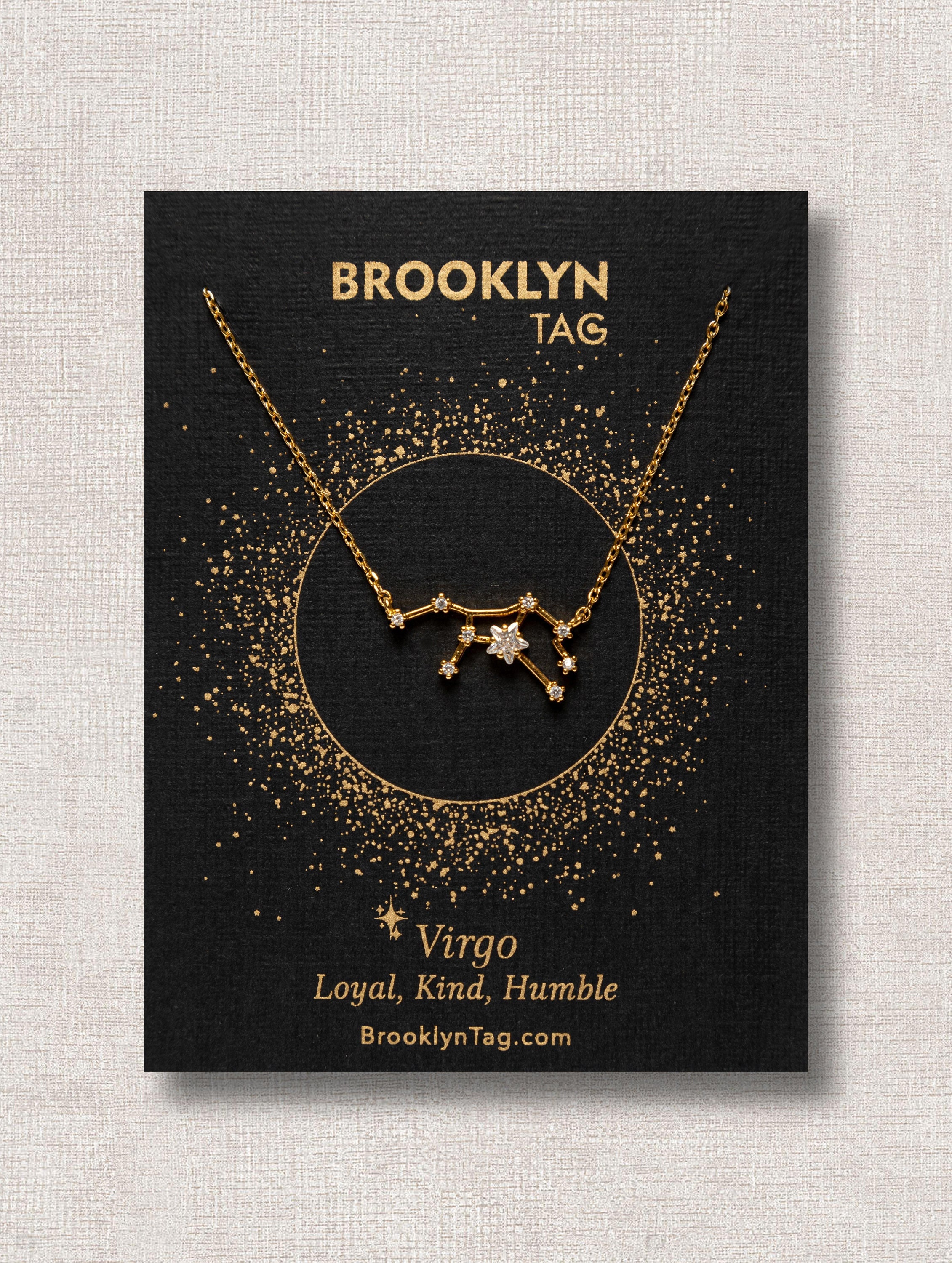 Virgo Sign Constellation Necklace with Crystals, Celestial Jewelry Zo…