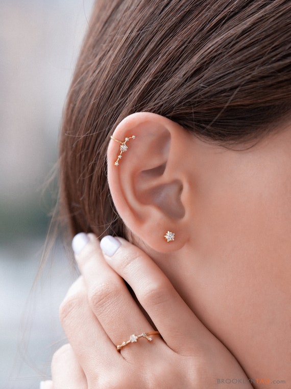 Aries Constellation Ear Cuff Earring With Crystals Celestial