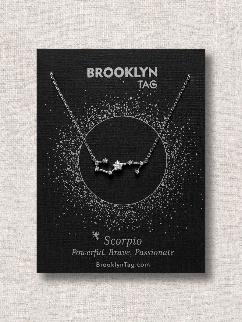 Scorpio Sign Constellation Necklace with Crystals, Celestial Jewelry Zodiac Sign Necklace, Star Dainty Necklace, Bridesmaids Gift, Zodiacs Silver