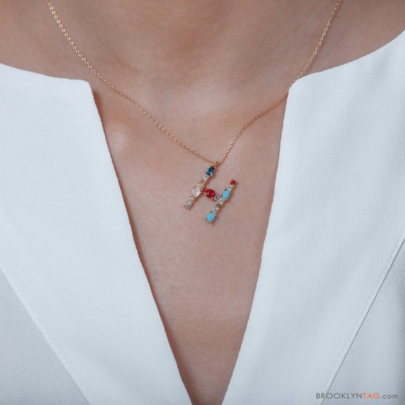 Jeweled initial shop necklace