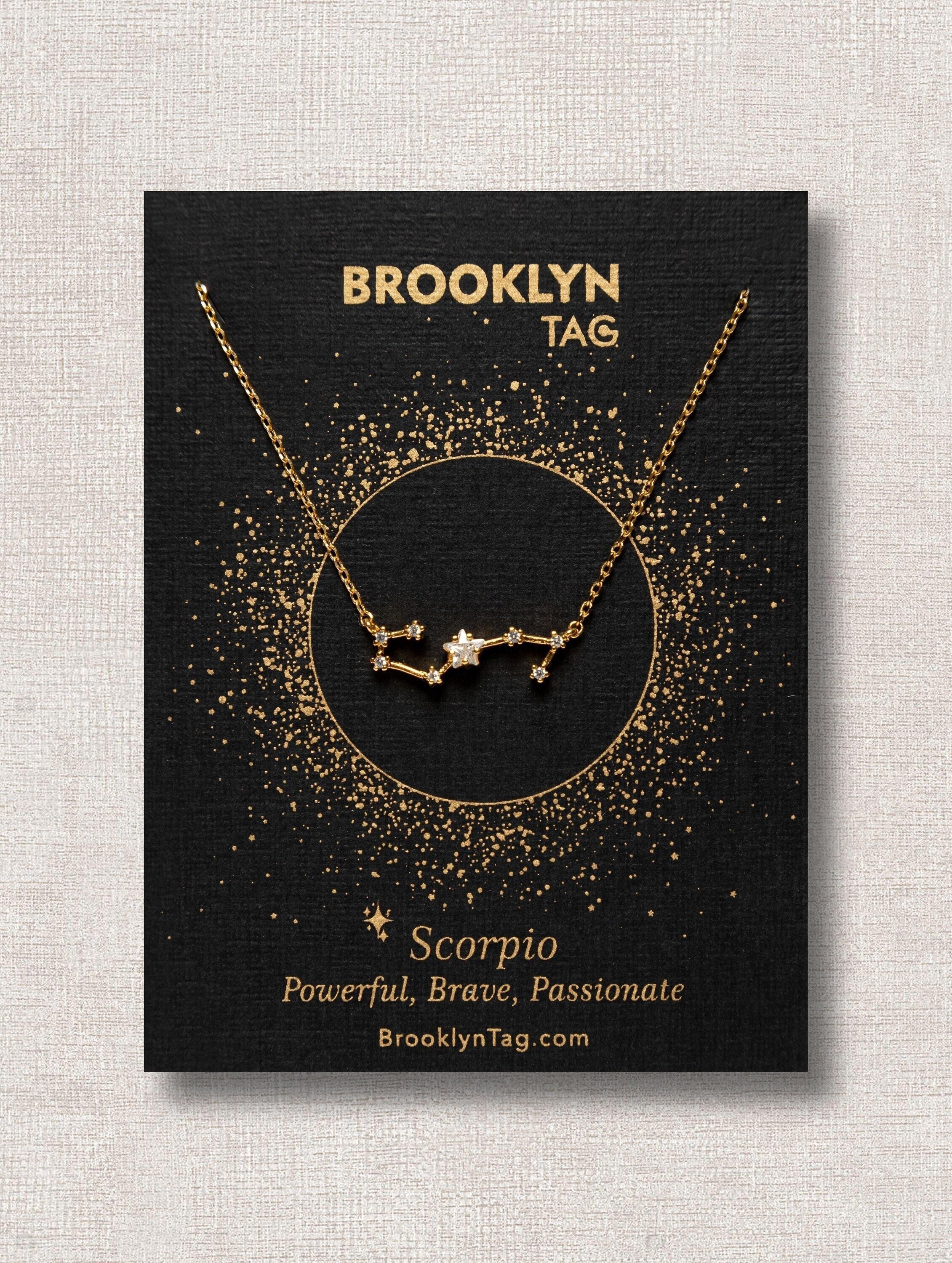 Scorpio Sign Constellation Necklace with Crystals, Celestial Jewelry …