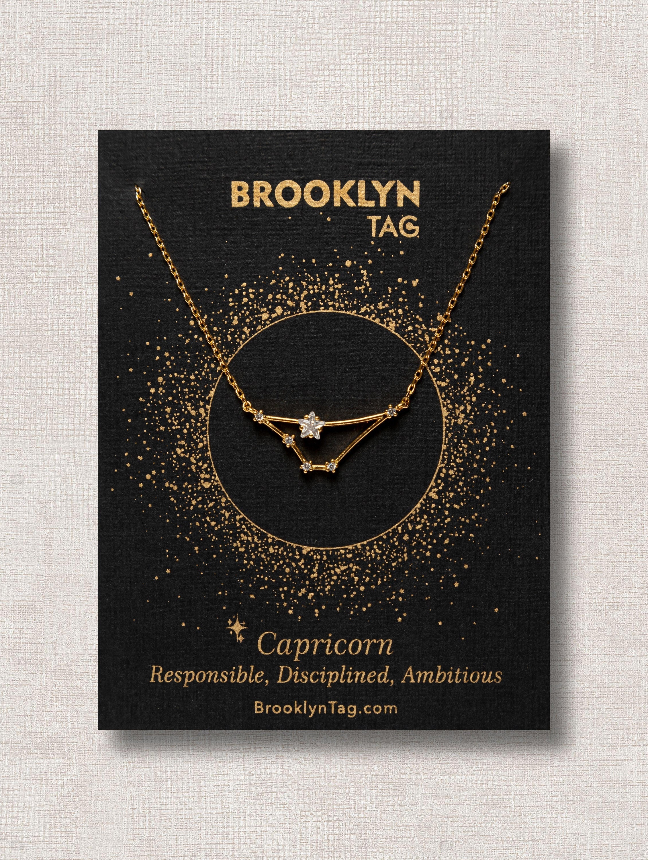 Capricorn Sign Constellation Necklace with Crystals, Celestial Jewelr…