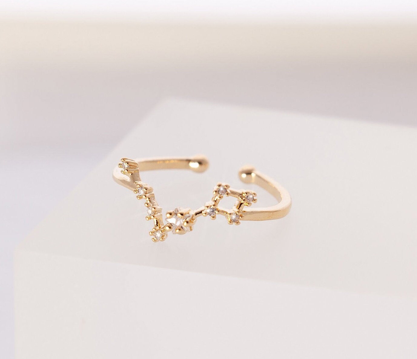 Pisces sign Constellation Ring with Crystals, Star Celestial Jewelry,…