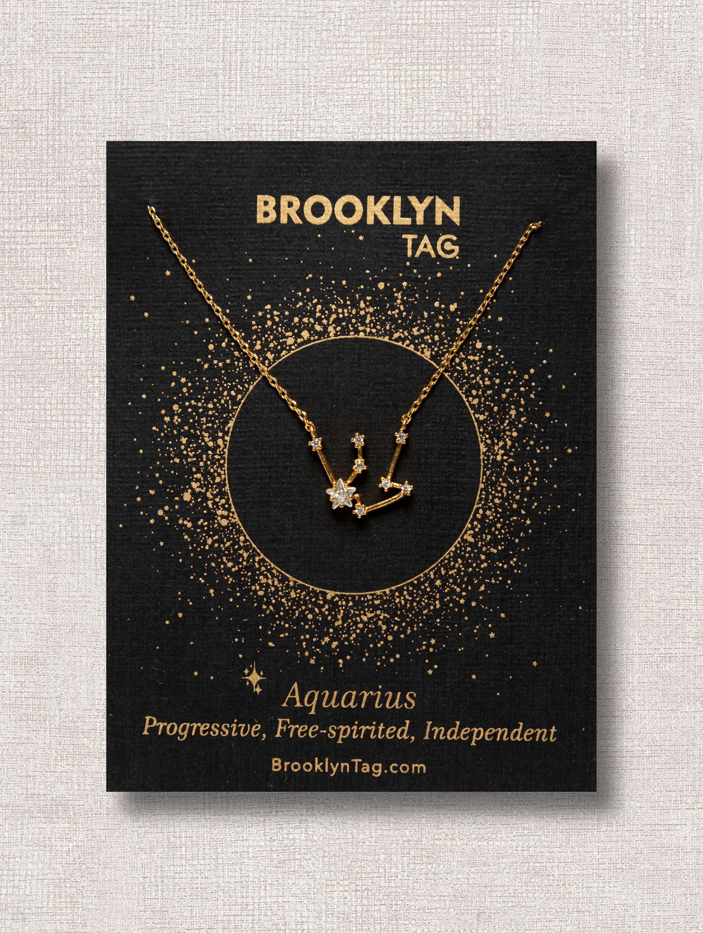 Aquarius Sign Constellation Necklace with Crystals, Celestial Jewelry…
